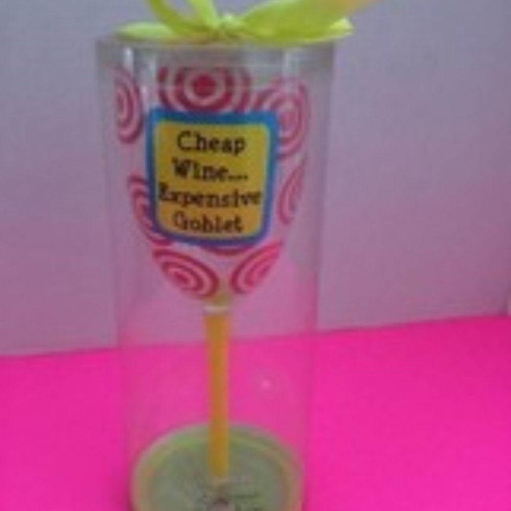 Cheap Wine Expensive Goblet Licensed Tumbleweed Pottery Stephanie Lanier 11" NIB